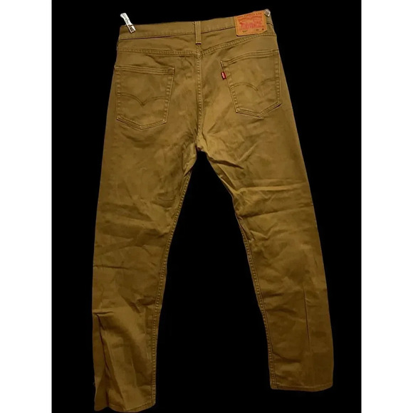 Levi's 513 Slim Straight Khaki Tan Jeans Casual Everyday Denim W33 L32 - Picture 6 of 6